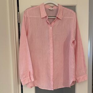 J. Jill Light Pink Linen Casual Button Down Shirt